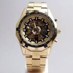 Reloj automático skeleton dorado